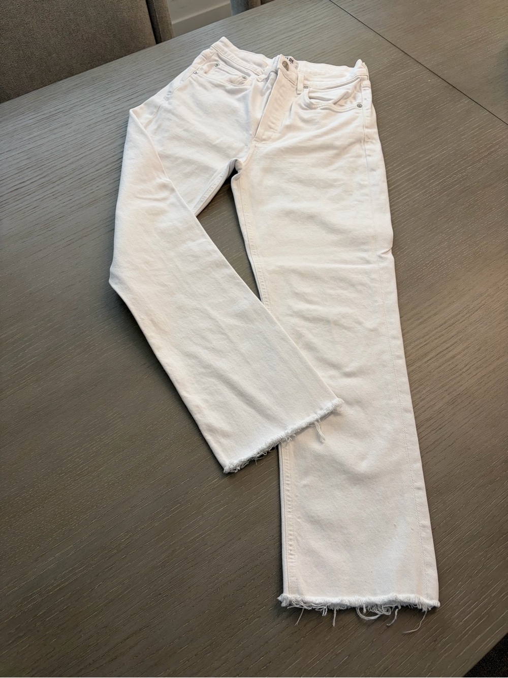 Agolde White Raw-Hem Straight-Leg Jeans